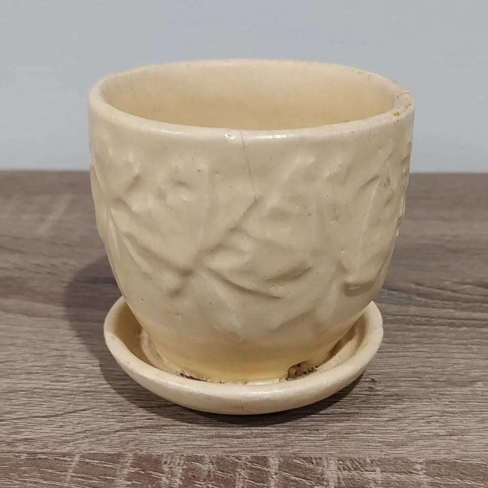 McCoy Pottery Vintage Butterfly Vase 1940s Yellow Glazed FLAWS